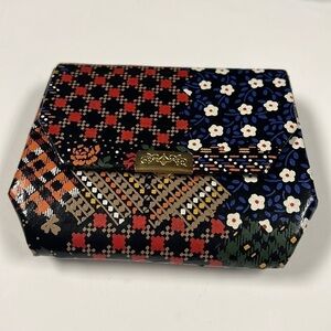 Vintage Multicolor Coated Painted Leather Change Snap Wallet